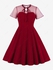 Plus Size Vintage Sheer Mesh Panel 1950s Pin Up Dress - Xl