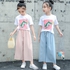 Girls Suit T-Shirts with Palazzo Pants -6 Sizes (Blue - Pink)