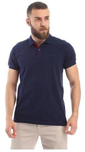 TED MARCHEL Men Cotton Short Sleeves Buttoned Neck Polo Shirt XL Navy Blue637224
