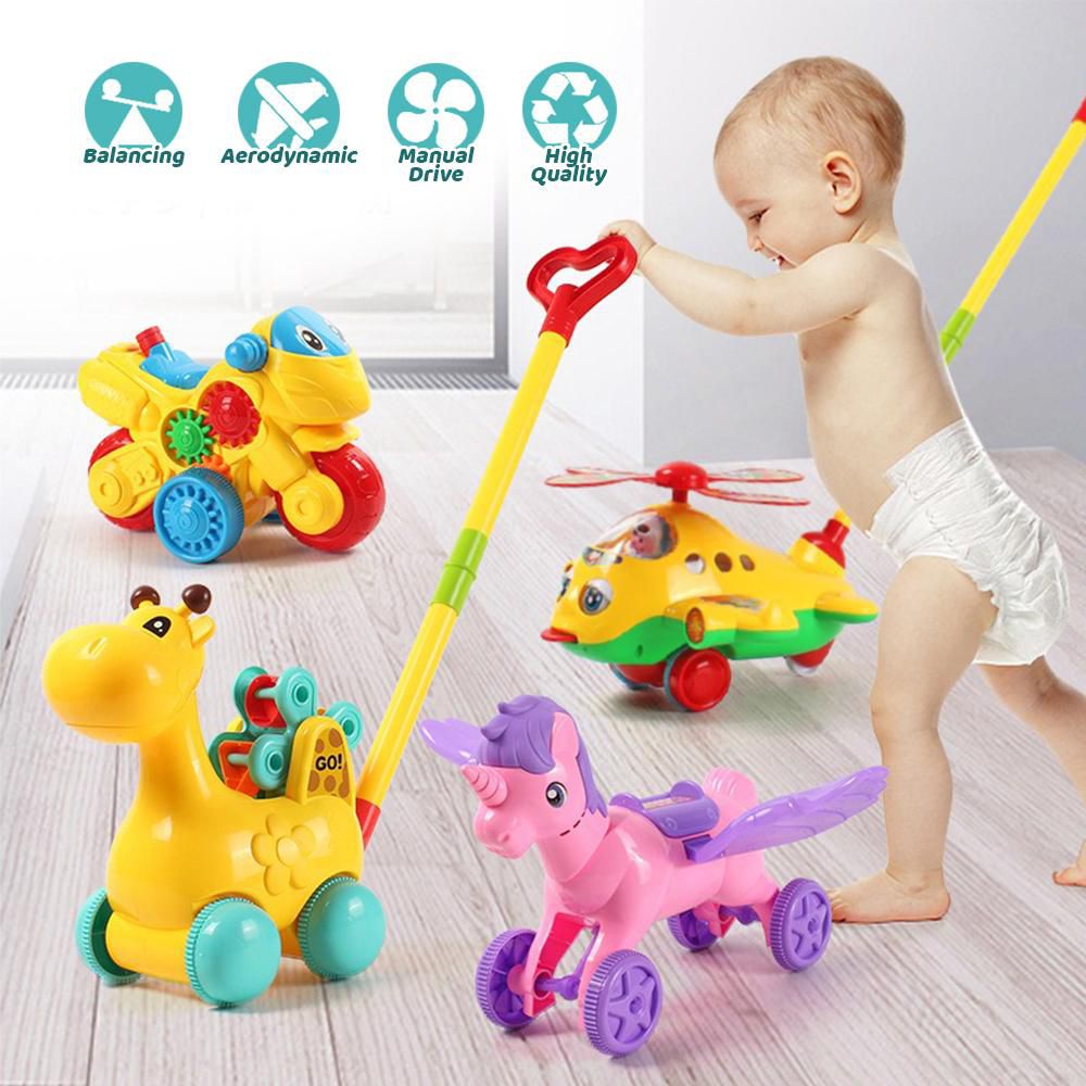 Baby Push Pull Strolling Cute Stroller Toy Gear Rotate Gear Moving