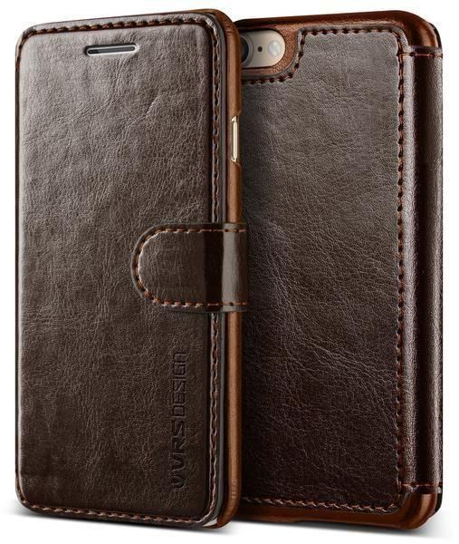 iPhone 7 Case, VRS Design Slim Fit Premium PU Leather Wallet Layered Dandy Coffee Brown