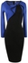 Generic Women Wear To Work Full Sleeve Dress For Ladies Big Bow Tie Elegant Splice Elasticity Office Dresses Bodycon Madi Dresses-blue