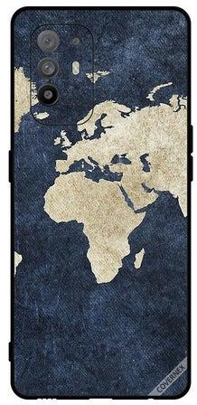 Protective Case Cover For Oppo A95 Map On Jeans Pattern