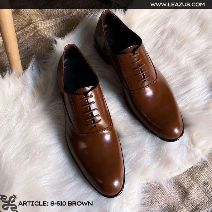 حذاء كلاسيك ليذاس جلد طبيعي - بني فرنية