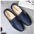 Fashion Men's Cut-Out Leather Loafer Flats Comfy Driving Shoes -Blue