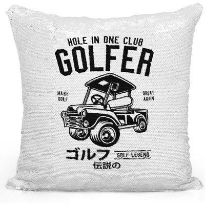 Golfer Sequin Decorative Throw Pillow White/Silver/Black 40x40cm