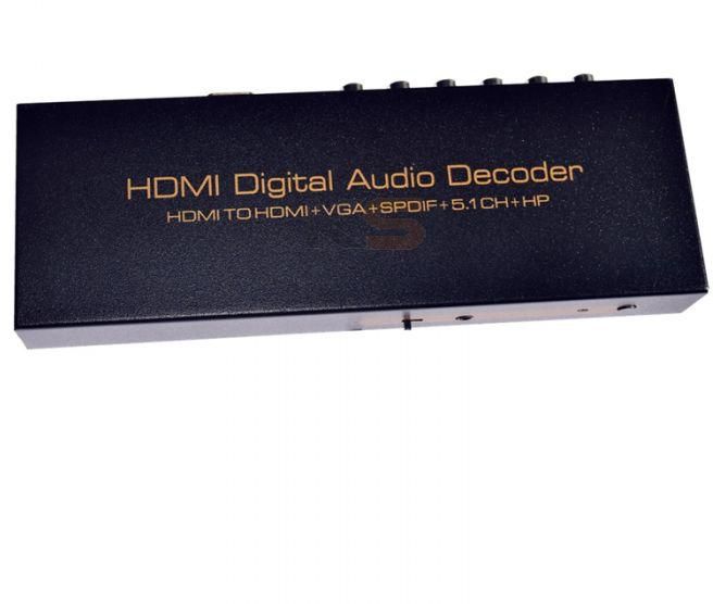 51S HDMI Digital Audio Decoder HDMI TO HDMI+VGA+SPDIF+5.1CH+HP Black
