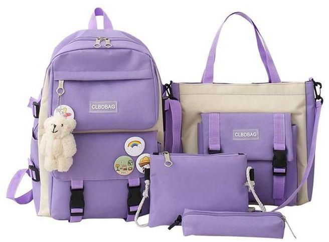 Fashion 4pcs School Backpack Set Tote Bag Schoolbag Travel Bag