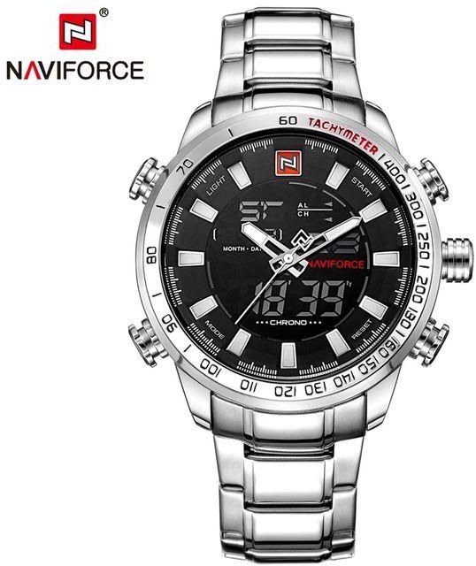 Naviforce Men's Digital Analogue Metallic Fashion Wrist Watch