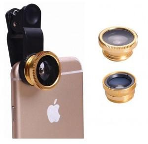 3 in 1 Universal Macro, Wide-angle and Fish-eye Clip Lens for Samsung galaxy S3 S4 S5 Note 3 4-Black