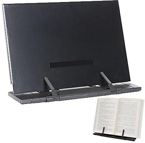 KASTWAVE Desk Book Stand Metal Reading Rest Book Holder Desk Portable Document Holder for Cook Book, Music Book, iPad, Laptop, Reading Rest with 7 Adjustable Positions and Page Paper Clips