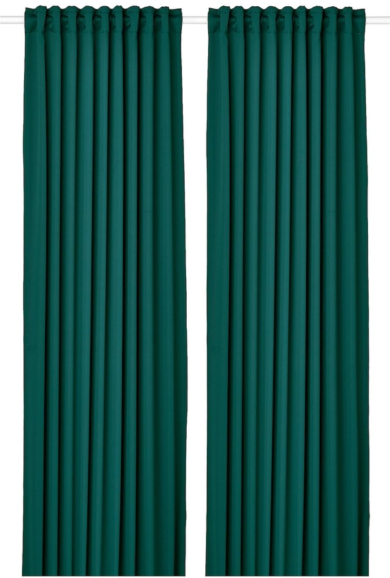 MAJGULL Block-out curtains, 1 pair - dark turquoise 145x300 cm