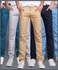 Men Solid Color Button Cotton Straight Long Pants Pockets Business Trousers Black