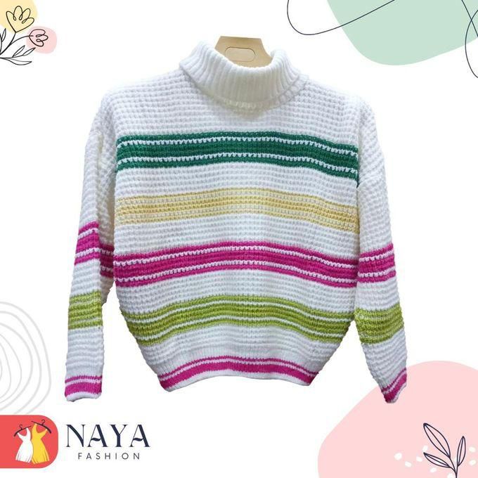 High-neck Long Sleeves Pullover - Multi-color