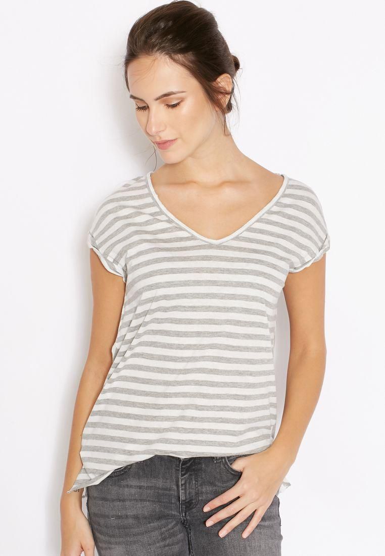 Striped V Neck T-Shirt