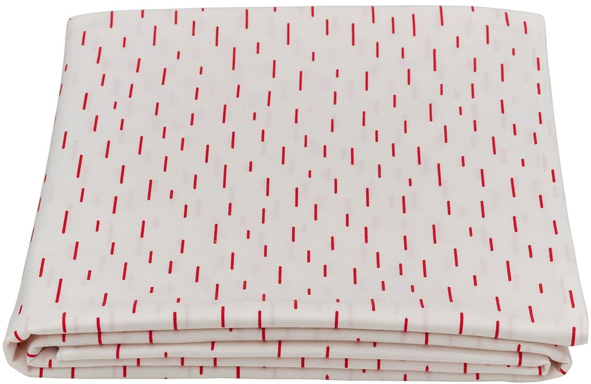 SNÖKRABBA Tablecloth - patterned bright red/white 145x240 cm