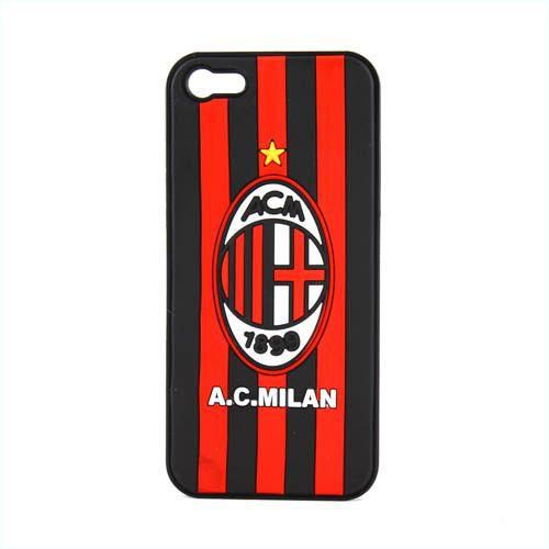 AC Milan iPgone 5/5s Rubber textured Back Case - Red and Black (6-66118)