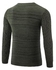 Crew Neck Cable Knit Space Dye Sweater - Army Green - M