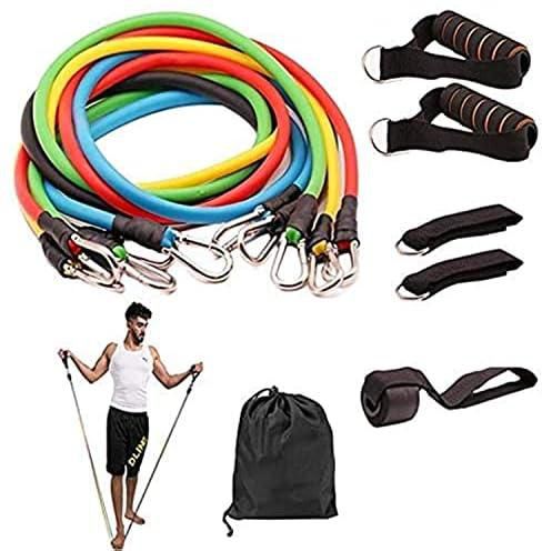 Resistance Bands Set 11 Pieces with Exercise Tube Bands,Resistance Loop Band,Core Sliders,Door anchor,ankle Straps For Resistance Training,Home Workouts,Physical Therapy,Strengthening Muscle