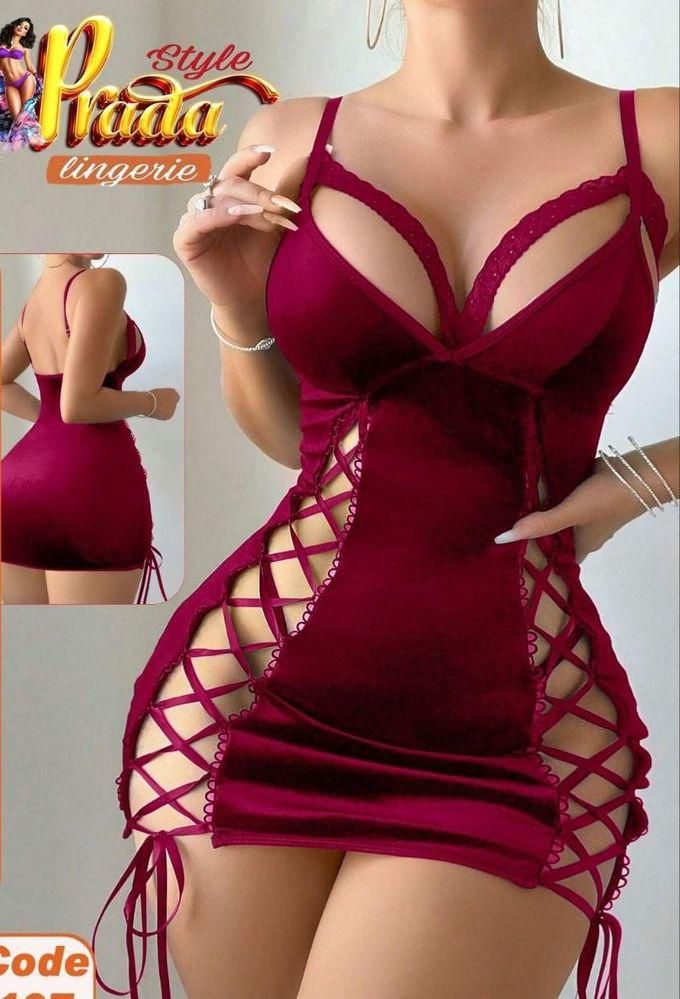 lingerie sleep baby doll burgundy color tie from the sides very chic