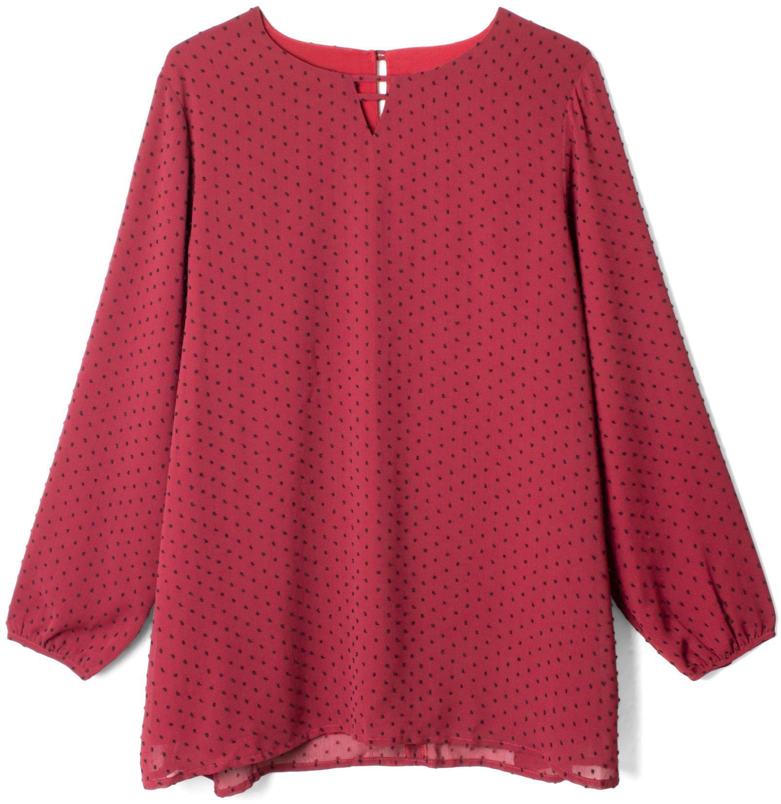 Puffed Sleeve Top Relaxed Fit - 6 Sizes (Maroon)