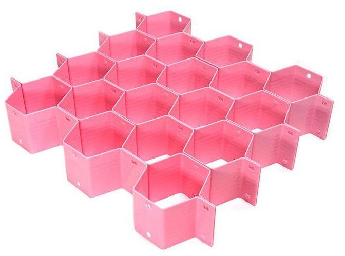 As Seen On Tv Drawer Organizer Partition - 8 Pcs - 18 Cells - Pink