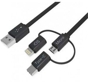 Cellairis 3-in-1 Flat USB Cable 1m Black