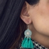 One Pair Of Women's Earrings, A Long Accessory, Turquoise Color