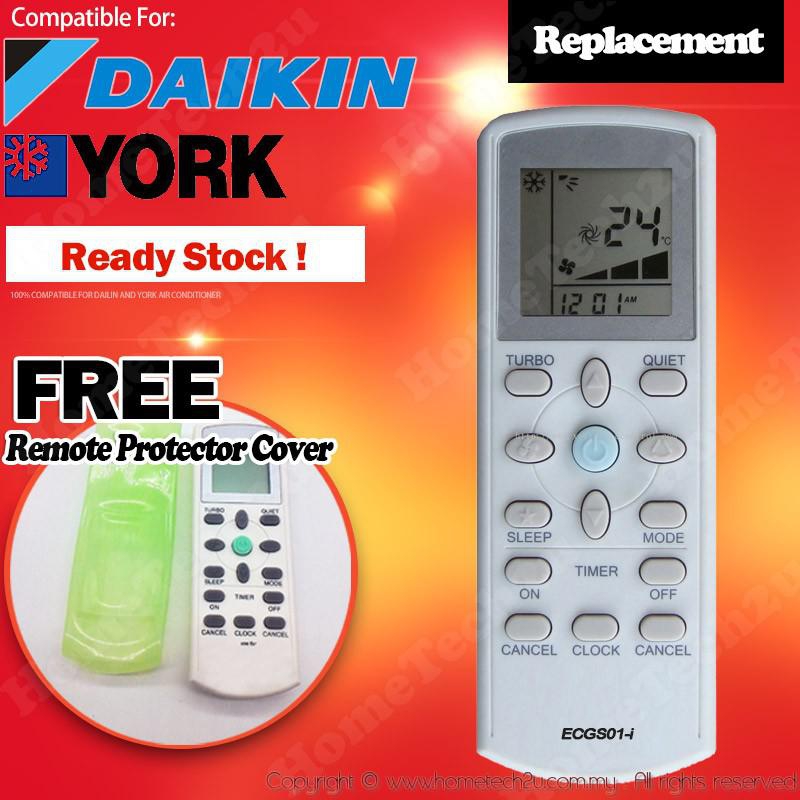 Hometech2u Air Conditioner Remote Control for YORK DAIKIN Replacement ECGS01-I (White)