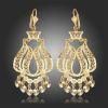 18K Yellow Gold Plated Luxury Charms Love Heart Beads Chandelier Filigree Drop Dangle Earrings