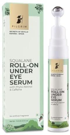 Pilgrim Squalane (Plant) Roll On Under Eye Cream For Dark Circles For Unisex With Phyto-Retinol & Caffeine, 15ml