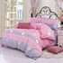 3/ 4PCS Pink Cotton Plain Flower Reactive Printing Bed Cover Single Twin Queen Size Bedding Set