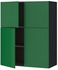 METODWall cabinet with shelves/4 doors, black, Flädie green