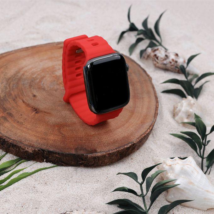 For Apple Watch8/7/6/5/3/4/3 SE-Wavy Silicone Strap With Push Buckle(42-44-45-49mm)-Red