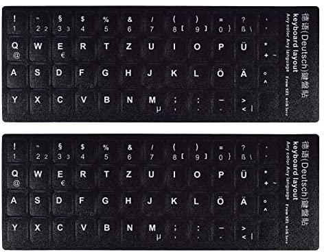 ملصقات لوحة مفاتيح الكمبيوتر الشخصية، ملصقات لوحة مفاتيح باللغة الإنجليزية العالمية خلفية سوداء مع حروف كبيرة بيضاء للكمبيوتر المحمول