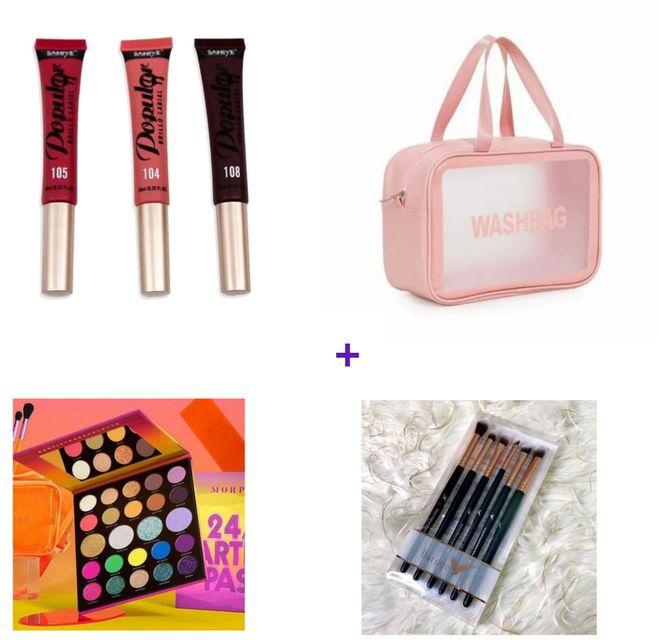 Ushas Makeup Bag Set , Eyeshadow ,brushes,lipstick
