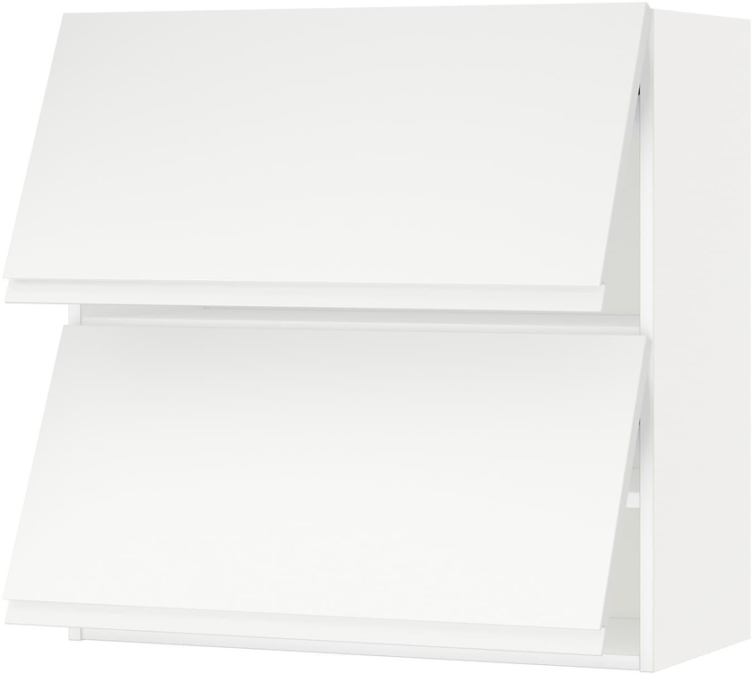 METOD خزانة حائط أفقية مع بابين زجاجية - أبيض/Voxtorp أبيض مطفي ‎80x80 سم‏