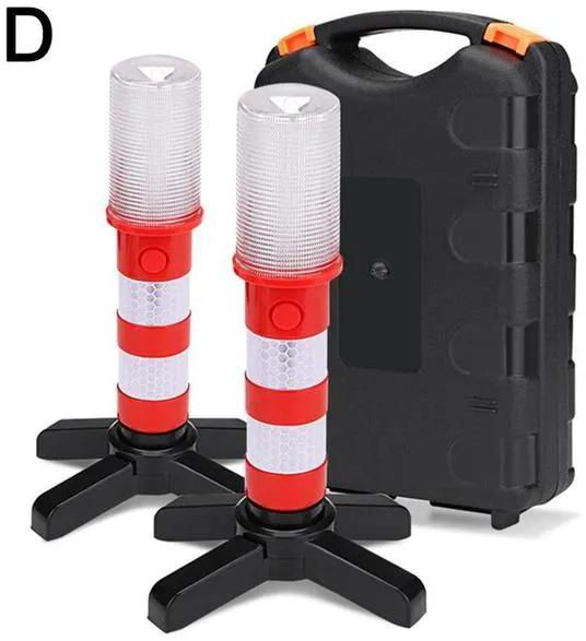 2PC LED Traffic Light Magnetic Flashlight Emergency Baton Car Warning Light Road Security Flashing Strobe Lamp With Storage Case
