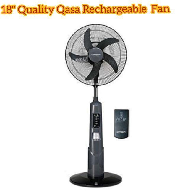 Qasa Quality 18-inch Rechargeable Standing Fan Wit Remote Control