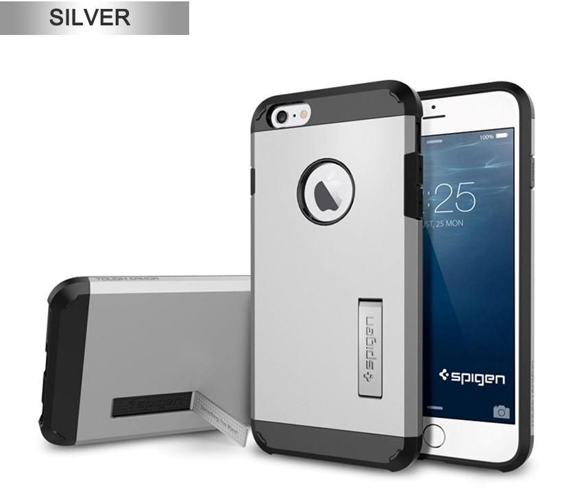 Spigen Holder Function Tough Armor Cover Case For iPhone 6 plus 6S Plus Silver