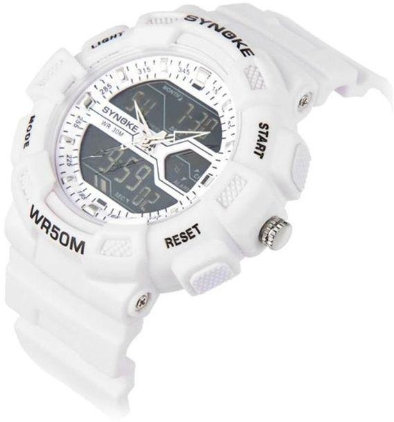 Duoya Multi Function Military Digital LED Quartz Sports Wrist Watch Waterproof-White