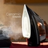 Geepas Ceramic Steam Iron, Temperature Control, Gsi24025 Ceramic Sole Plate, Wet And Dry Self Cleaning Function Powerful Steam Burst 400ML Water Tank 2 Years Warranty, Brown, 3000W