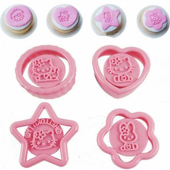 Cake Mold Set For Making Biscuit & Sweets - 4 Pieces / Pink
