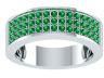 14k White Gold Fn 925 Men's Three Rows Green Emerald Wedding Band Ring 1.5 Ct