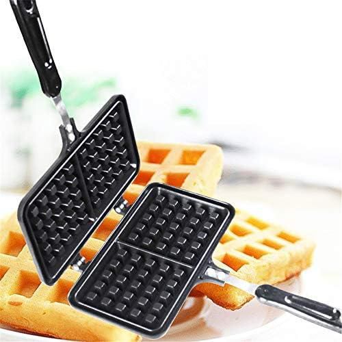 Waffle Iron Maker, VolksRose Premium Non-Stick Aluminum Alloy Stovetop Sandwich Panini Cone Cake Mold Double-Side Cooking Pan Baking Tool Maker Press Plate With Handle Perfect for Kitchen and Outdoor
