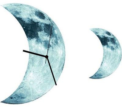 Pendulum Clock Luminous Moon Wall Clock Crescent Wall Sticker Removable Clock For Living Room Bedroom Office Home Decoration Multicolour