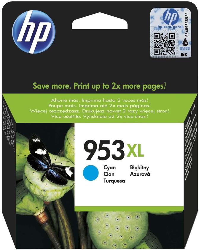 HP 953XL High YieldCyan Original Ink Cartridge [F6U16AE]   Works with HP OfficeJet Pro 7720, 77
