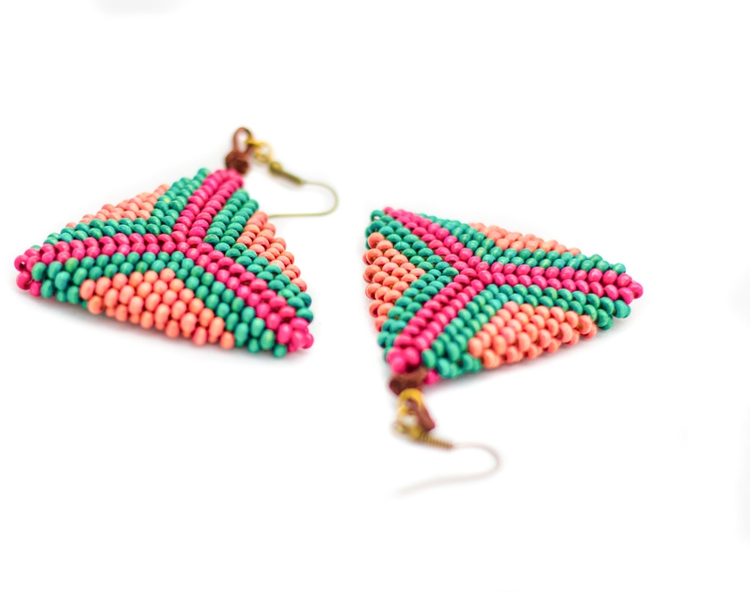 Colorful wood earrings