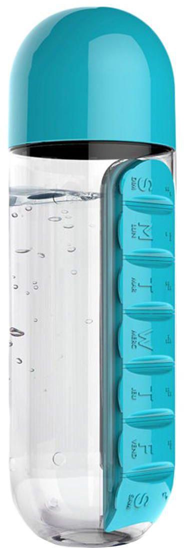 Asobu Plastic In Style Water Bottle With Pill Organizer, Blue