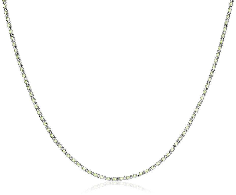 Sterling Silver 18 inch Necklace with Pale Green Cubic Zirconias-rx98786-18